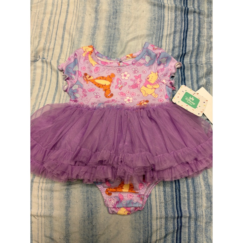 Disney Baby Winnie the Pooh Tulle Tutu Bodysuit Dress Purple 3-6M NWT